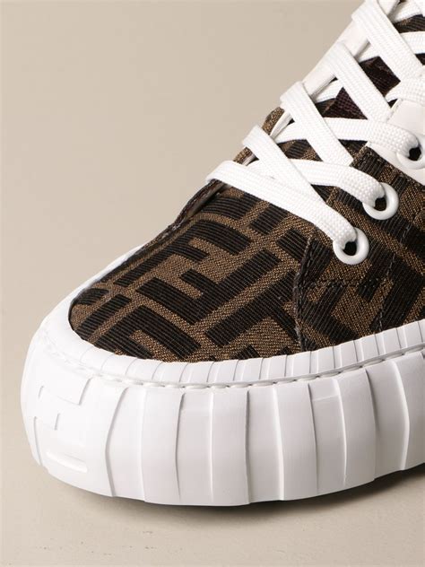 fendi white fabric sneakers